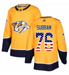 Youth Adidas Nashville Predators 76 PK Subban Authentic Gold USA Flag Fashion NHL Jersey 