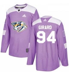 Youth Adidas Nashville Predators 94 Samuel Girard Authentic Purple Fights Cancer Practice NHL Jersey 