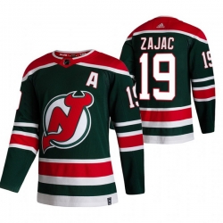 Men New Jersey Devils 19 Travis Zajac Green Adidas 2020 21 Reverse Retro Alternate NHL Jersey