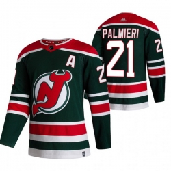 Men New Jersey Devils 21 Kyle Palmieri Green Adidas 2020 21 Reverse Retro Alternate NHL Jersey