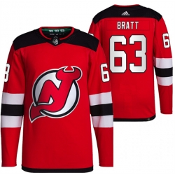 Men New Jersey Devils 63 Jesper Bratt Red Stitched Jersey