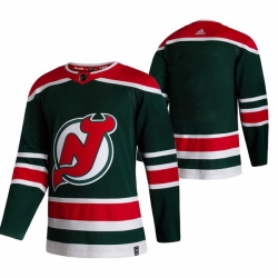 Men New Jersey Devils Blank Green Adidas 2020 21 Reverse Retro Alternate NHL Jersey