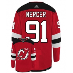 Men New Jersey Devils Dawson Mercer #91 Adidas Red Authentic NHL Hockey Jersey
