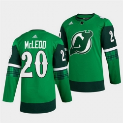 Men New jerseyy Devils 20 Michael McLeod Green Warm Up St Patricks Day Stitched jersey