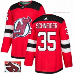 Mens Adidas New Jersey Devils 35 Cory Schneider Authentic Red Fashion Gold NHL Jersey 