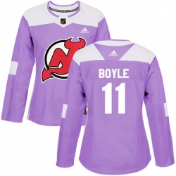 Womens Adidas New Jersey Devils 11 Brian Boyle Authentic Purple Fights Cancer Practice NHL Jersey 