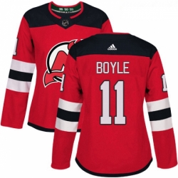 Womens Adidas New Jersey Devils 11 Brian Boyle Authentic Red Home NHL Jersey 