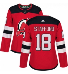 Womens Adidas New Jersey Devils 18 Drew Stafford Authentic Red Home NHL Jersey 