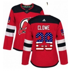 Womens Adidas New Jersey Devils 29 Ryane Clowe Authentic Red USA Flag Fashion NHL Jersey 