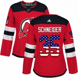 Womens Adidas New Jersey Devils 35 Cory Schneider Authentic Red USA Flag Fashion NHL Jersey 