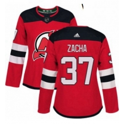 Womens Adidas New Jersey Devils 37 Pavel Zacha Authentic Red Home NHL Jersey 