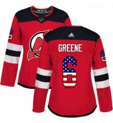 Womens Adidas New Jersey Devils 6 Andy Greene Authentic Red USA Flag Fashion NHL Jersey 