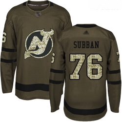 Devils #76 P  K  Subban Green Salute to Service Stitched Youth Hockey Jersey