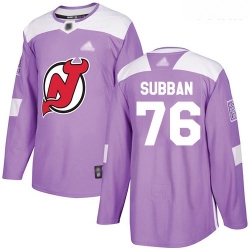 Devils #76 P  K  Subban Purple Authentic Fights Cancer Stitched Youth Hockey Jersey
