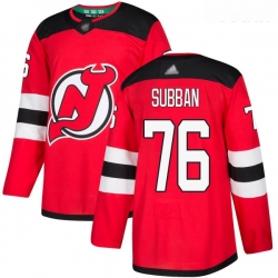 Devils #76 P  K  Subban Red Home Authentic Stitched Youth Hockey Jersey