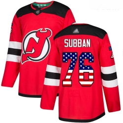 Devils #76 P  K  Subban Red Home Authentic USA Flag Stitched Youth Hockey Jersey