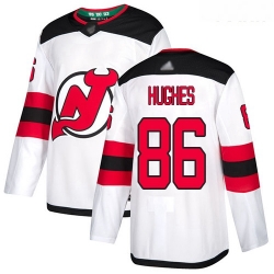 Devils #86 Jack Hughes White Road Authentic Stitched Youth Hockey Jersey