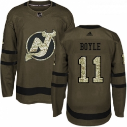 Youth Adidas New Jersey Devils 11 Brian Boyle Authentic Green Salute to Service NHL Jersey 