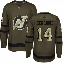 Youth Adidas New Jersey Devils 14 Adam Henrique Authentic Green Salute to Service NHL Jersey 