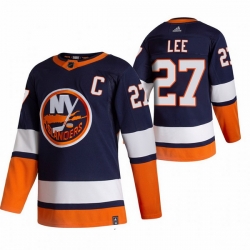 Men New York Islanders 27 Anders Lee Navy Blue Adidas 2020 21 Reverse Retro Alternate NHL Jersey