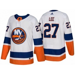 Men New York Islanders 27 Anders Lee Navy White Adidas 2020 21 Reverse Retro Alternate NHL Jersey