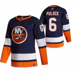 Men New York Islanders 6 Ryan Pulock Navy Blue Adidas 2020 21 Reverse Retro Alternate NHL Jersey