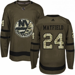 Mens Adidas New York Islanders 24 Scott Mayfield Authentic Green Salute to Service NHL Jersey 