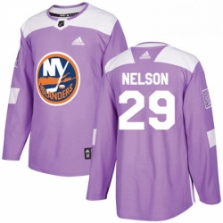 Mens Adidas New York Islanders 29 Brock Nelson Authentic Purple Fights Cancer Practice NHL Jersey 