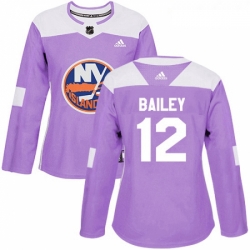 Womens Adidas New York Islanders 12 Josh Bailey Authentic Purple Fights Cancer Practice NHL Jersey 