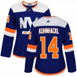 Womens Adidas New York Islanders 14 Tom Kuhnhackl Premier Blue Alternate NHL Jersey 