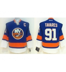 Kids New York Islanders 91 John Tavares Light Blue Stitched NHL Jersey