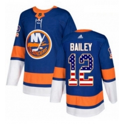 Youth Adidas New York Islanders 12 Josh Bailey Authentic Royal Blue USA Flag Fashion NHL Jersey 