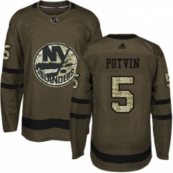 Youth Adidas New York Islanders 5 Denis Potvin Authentic Green Salute to Service NHL Jersey 