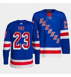 Men New York Rangers 23 Adam Fox Royal Stitched Jerse