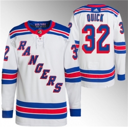 Men New York Rangers 32 Jonathan Quick White Stitched Jersey
