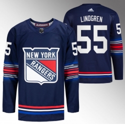 Men New York Rangers 55 Ryan Lindgren Navy Stitched Jersey