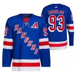 Men New York Rangers 93 Mika Zibanejad Blue Stitched Jersey