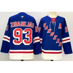 Men New York Rangers 93 Mika Zibanejad Royal 2024 25 Home With A Patch Stitched Hockey Jersey