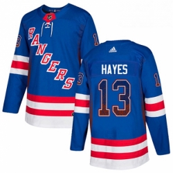 Mens Adidas New York Rangers 13 Kevin Hayes Authentic Royal Blue Drift Fashion NHL Jersey 