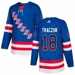 Mens Adidas New York Rangers 18 Walt Tkaczuk Authentic Royal Blue Drift Fashion NHL Jersey 