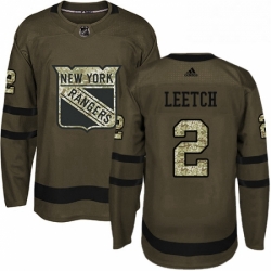 Mens Adidas New York Rangers 2 Brian Leetch Authentic Green Salute to Service NHL Jersey 