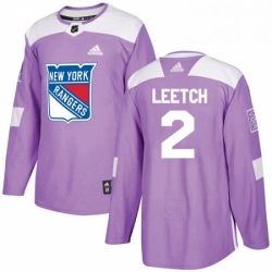 Mens Adidas New York Rangers 2 Brian Leetch Authentic Purple Fights Cancer Practice NHL Jersey 