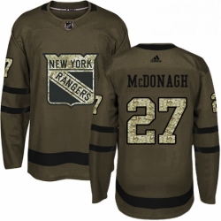 Mens Adidas New York Rangers 27 Ryan McDonagh Premier Green Salute to Service NHL Jersey 