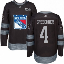 Mens Adidas New York Rangers 4 Ron Greschner Authentic Black 1917 2017 100th Anniversary NHL Jersey 