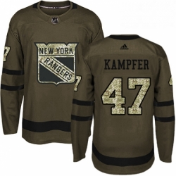 Mens Adidas New York Rangers 47 Steven Kampfer Premier Green Salute to Service NHL Jersey 