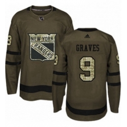 Mens Adidas New York Rangers 9 Adam Graves Premier Green Salute to Service NHL Jersey 