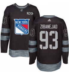 Mens Adidas New York Rangers 93 Mika Zibanejad Authentic Black 1917 2017 100th Anniversary NHL Jersey 