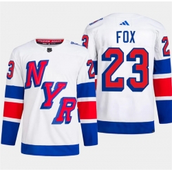 Men's New York Rangers #23 Adam Fox White 2024 Stadium Series Stitched Jersey