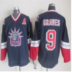 New York Rangers #9 Adam Graves Navy Blue CCM Statue Of Liberty Stitched NHL Jersey