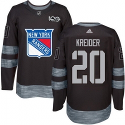 Rangers #20 Chris Kreider Black 1917 2017 100th Anniversary Stitched NHL Jersey